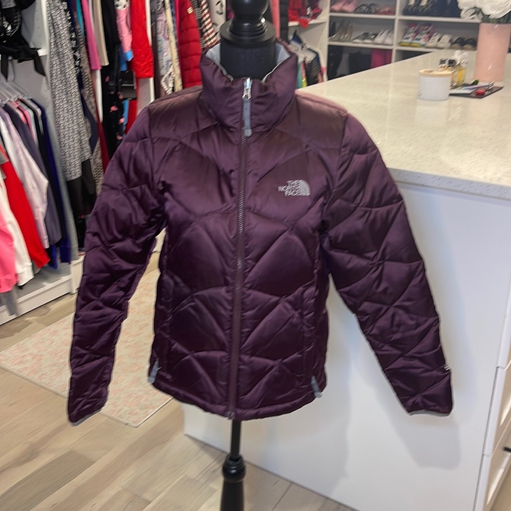 Womens North Face puffer coat- Plum colored
